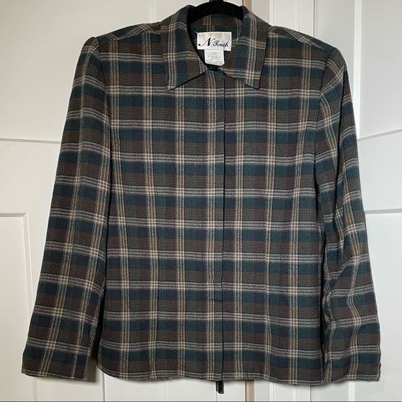 Vintage Green Plaid Wool Coat - Picture 1 of 9